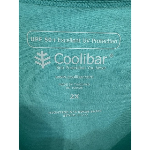 Coolibar High Tide Short Sleeve Swim Shirt Blue Size 2X UPF 50+ - Picture 3 of 5
